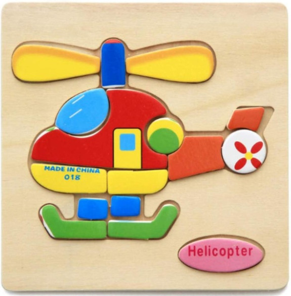 3D dřevěné dětské puzzle - vrtulník