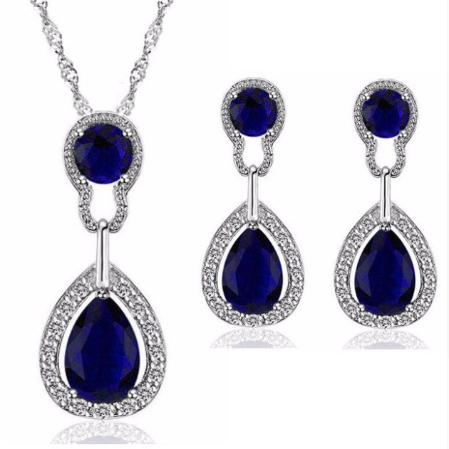 Sada šperků s kameny crystal - tmavě modrá