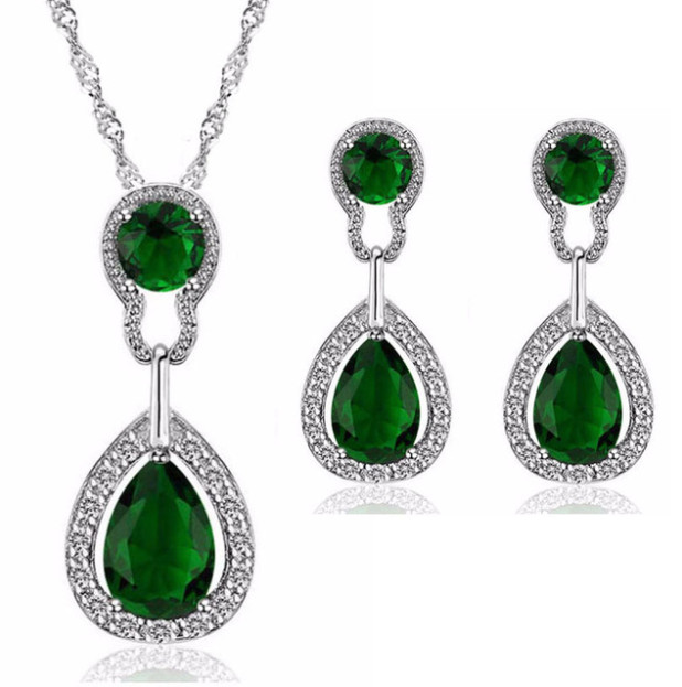 Sada šperků s kameny crystal - tmavě zelená