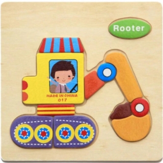 3D dřevěné dětské puzzle - bagr