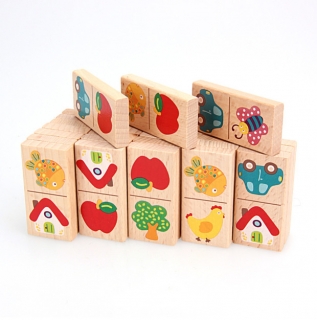 Dřevěné domino s obrázky pro děti