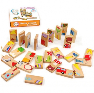 Dřevěné domino s obrázky II pro děti