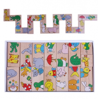 Dřevěné domino s obrázky III pro děti