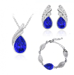 Sada šperků s kameny kapka - tmavě modrá
