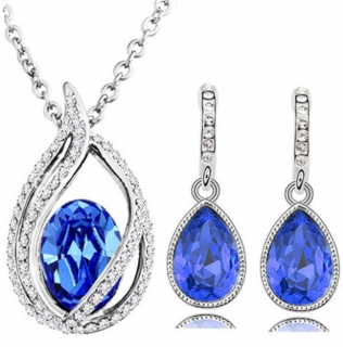 Sada šperků s kameny Fashion - tmavě modrá